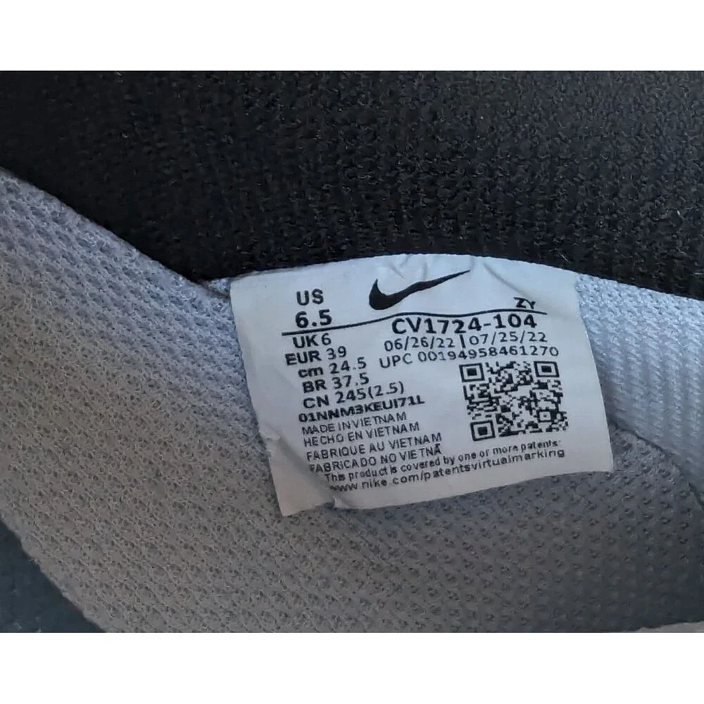 Nike Air Force 1 '07 Low Top Sneakers Contrast Stitch White Black CV1724-104 6.5